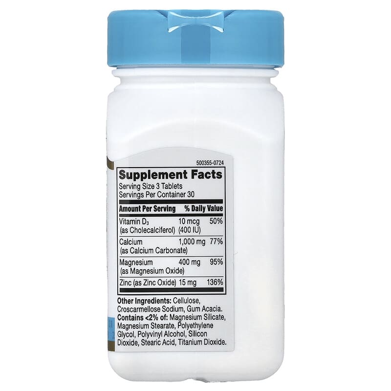 21st Century Calcium Magnesium Zinc D3 90 Tablets