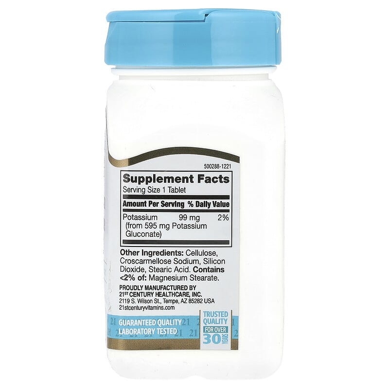 21st Century Potassium Gluconate 595 mg, 110 Tablets