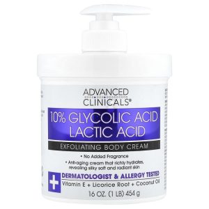 10% Glycolic Acid & Lactic Acid Exfoliating Body Cream, 16 oz (454 g) by Advanced Clinicals