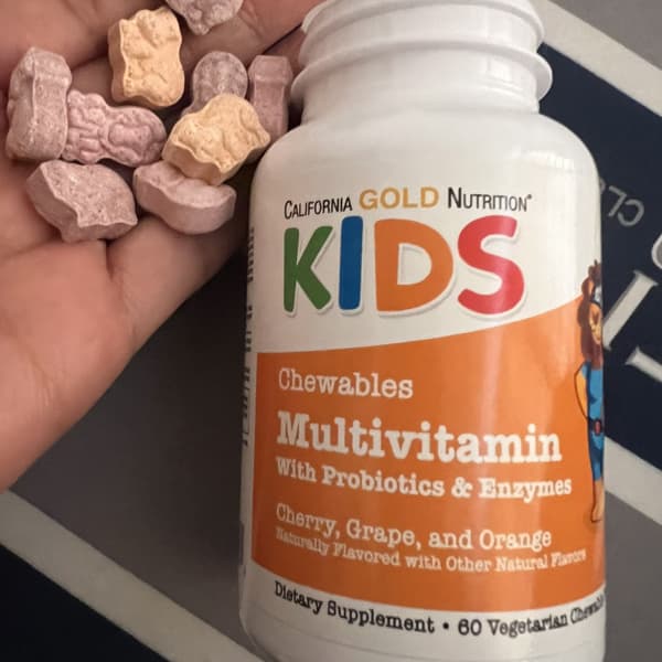 Chewable Multivitamins with Probiotics, Enzymes, Vitamin A and Vitamin C for Children, Assorted Fruit, 60 Vegetarian Tablets by California Gold Nutrition