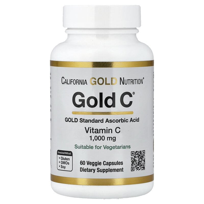 Gold C USP Grade Vitamin C, 1,000 mg, 60 Veggie Capsules by California Gold Nutrition