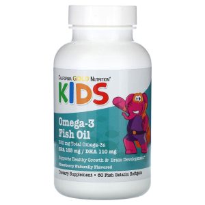 Kid's Omega-3 Fish Oil, Natural Strawberry, 60 Fish Gelatin Softgels by California Gold Nutrition