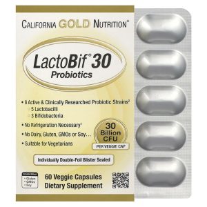 LactoBif 30 Probiotics, 30 Billion CFU, 60 Veggie Capsules by California Gold Nutrition