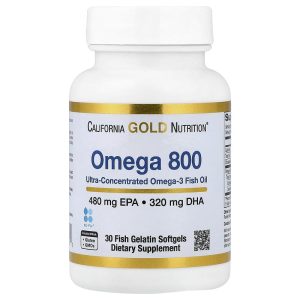Omega-800 Ultra Concentrated Omega-3 Fish Oil, 30 Fish Gelatin Softgels, 1,000 mg per Softgel by California Gold Nutrition