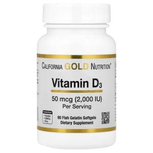 Vitamin D3 50 mcg (2,000 IU), 90 Fish Gelatin Softgels by California Gold Nutrition