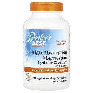 High Absorption Magnesium Lysinate Glycinate Chelated Albion TRAACS, 240 Tablets, 100 mg per Tablet by Doctor's Best