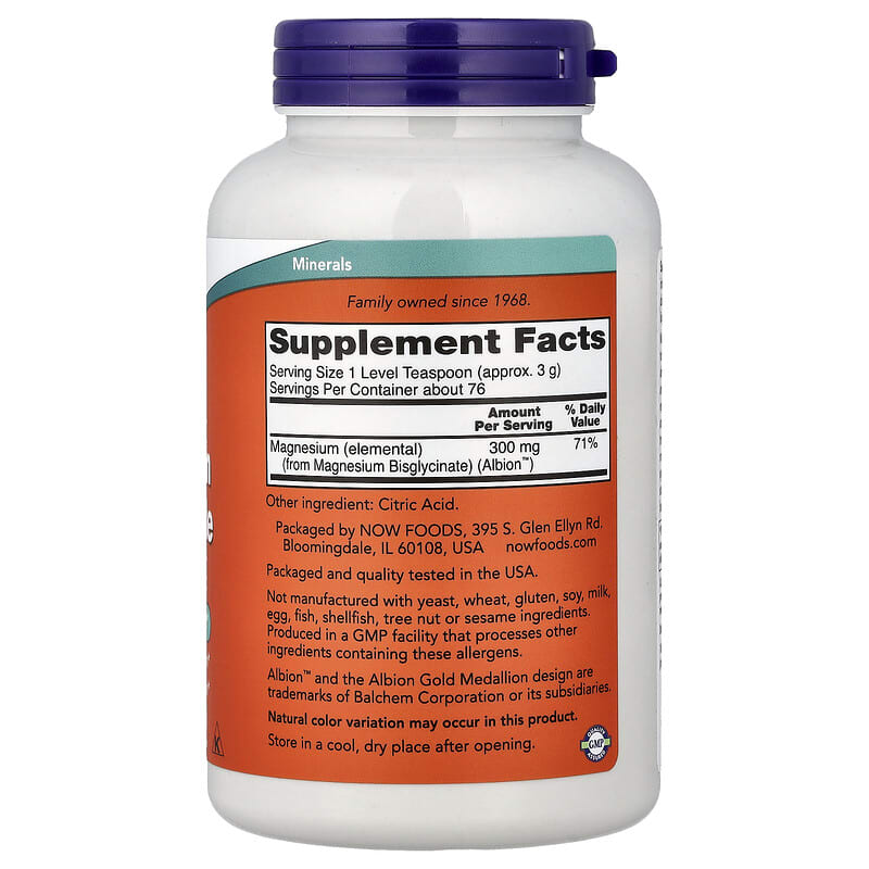 Magnesium Bisglycinate Powder, 8 oz (227 g) by NOW Foods