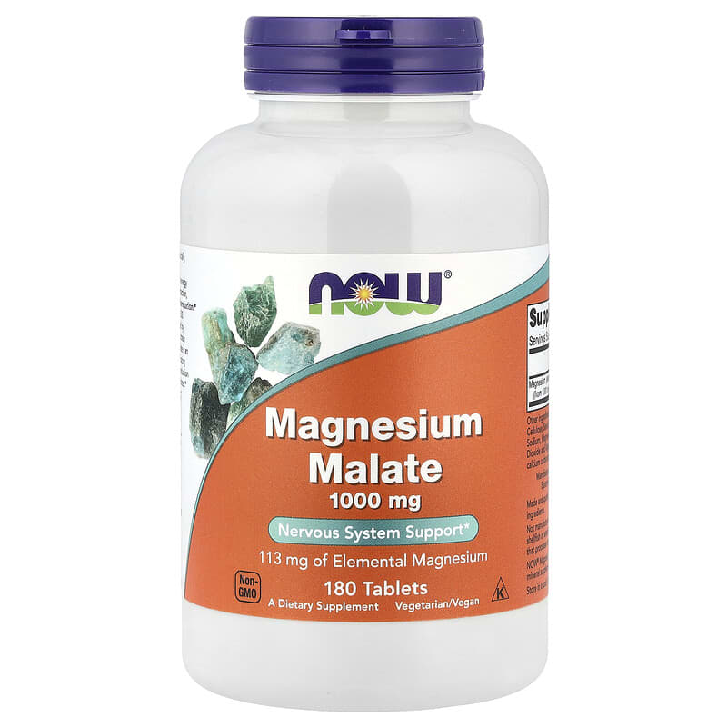 Magnesium Malate 1,000 mg, 180 Tablets by NOW Foods